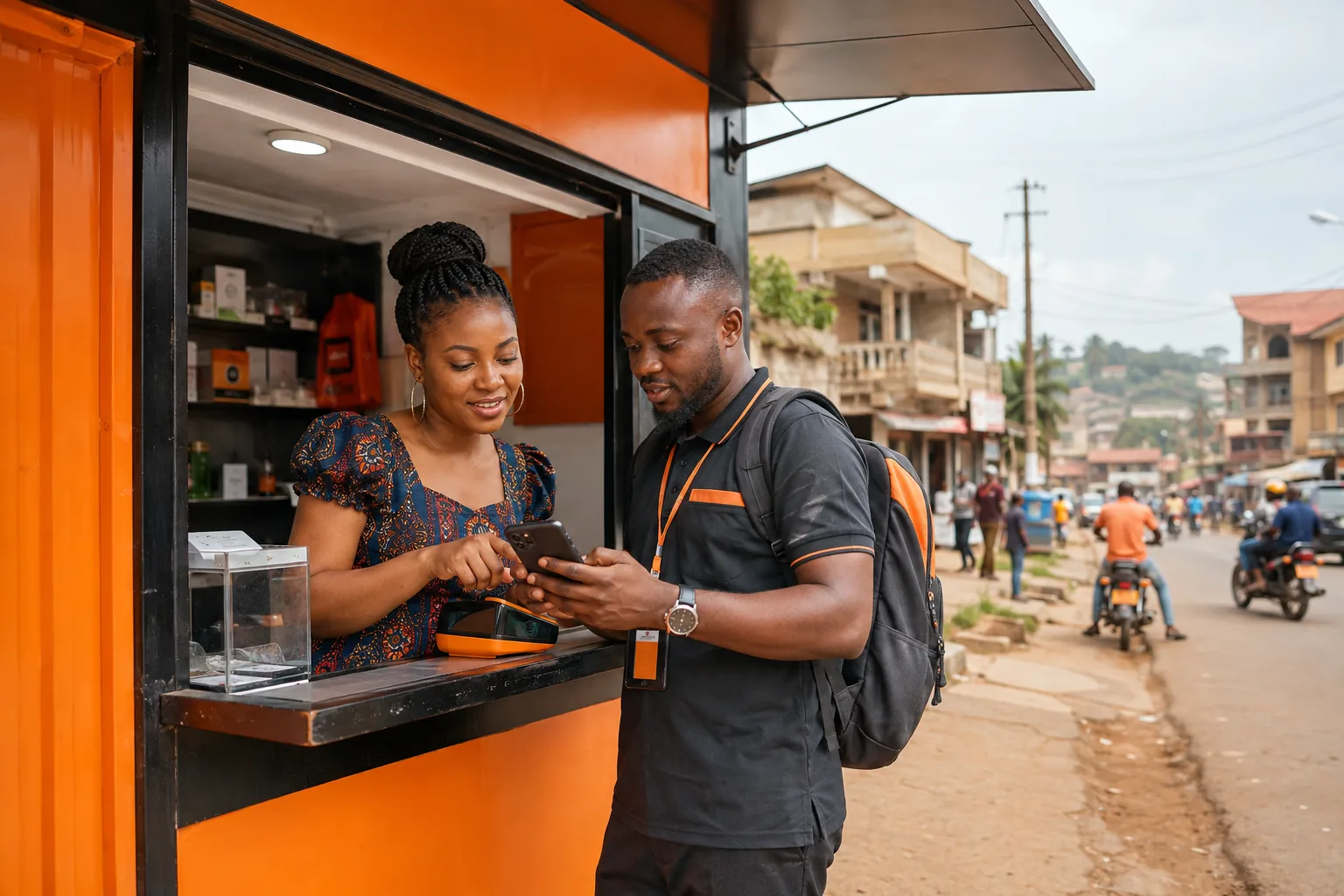 Accompagnement d'un point de vente Orange Money par une équipe 2K Telecom